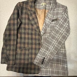 Democracy Checkered Blazer in Black, Brown, and Cream